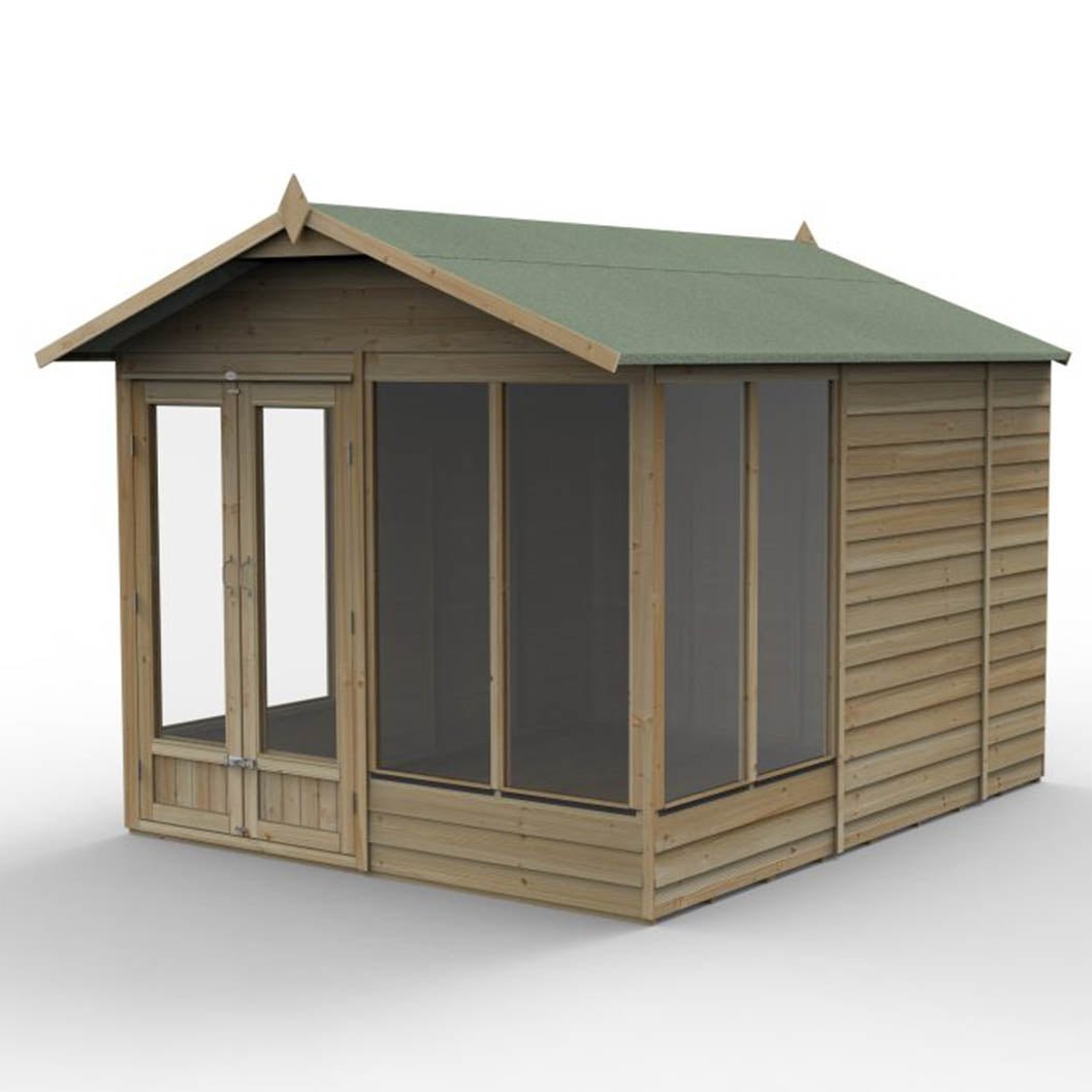 Forest 4LIFE Apex Summerhouse 8×10 – Double Door – 6 Window - JJ Building Materials