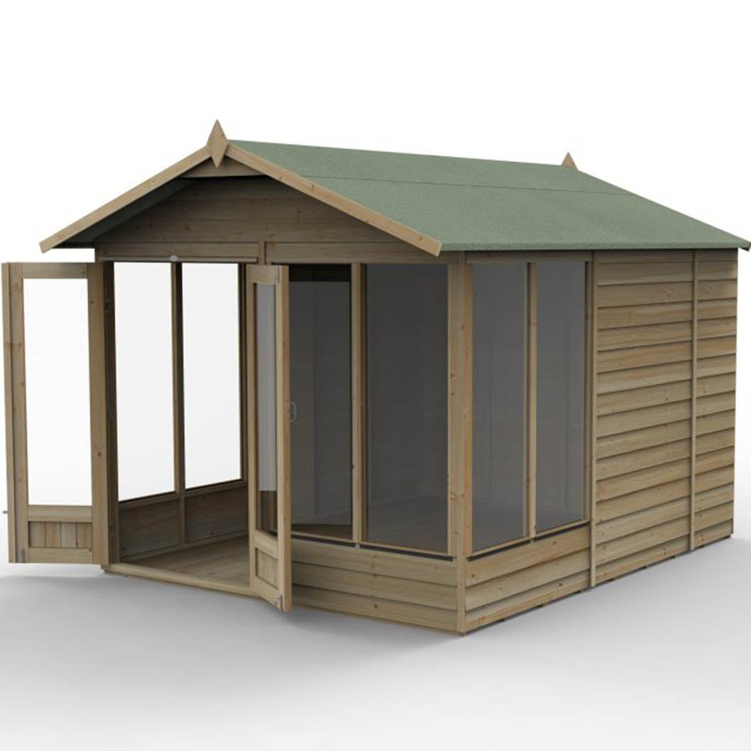 Forest 4LIFE Apex Summerhouse 8×10 – Double Door – 6 Window - JJ Building Materials