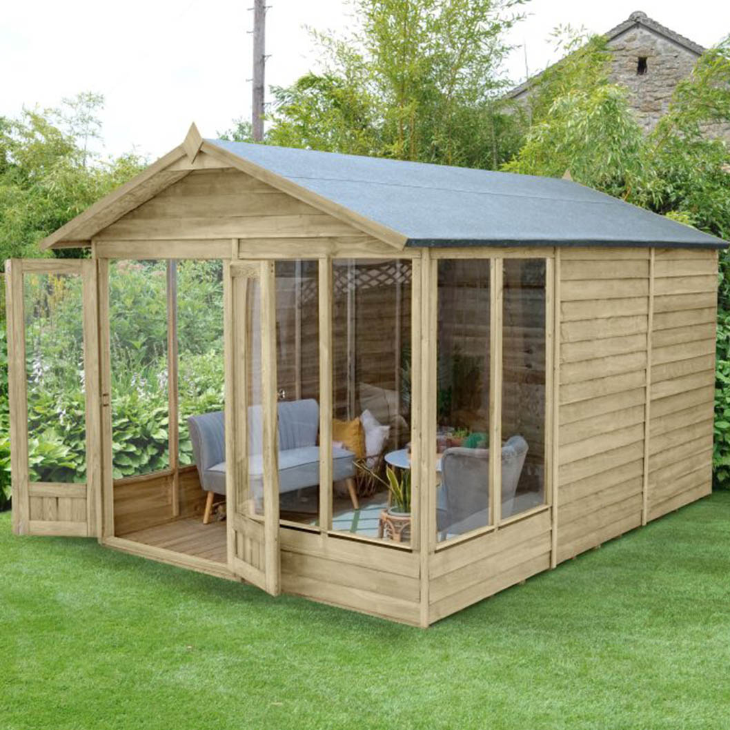 Forest 4LIFE Apex Summerhouse 8×12 – Double Door – 6 Window - JJ Building Materials