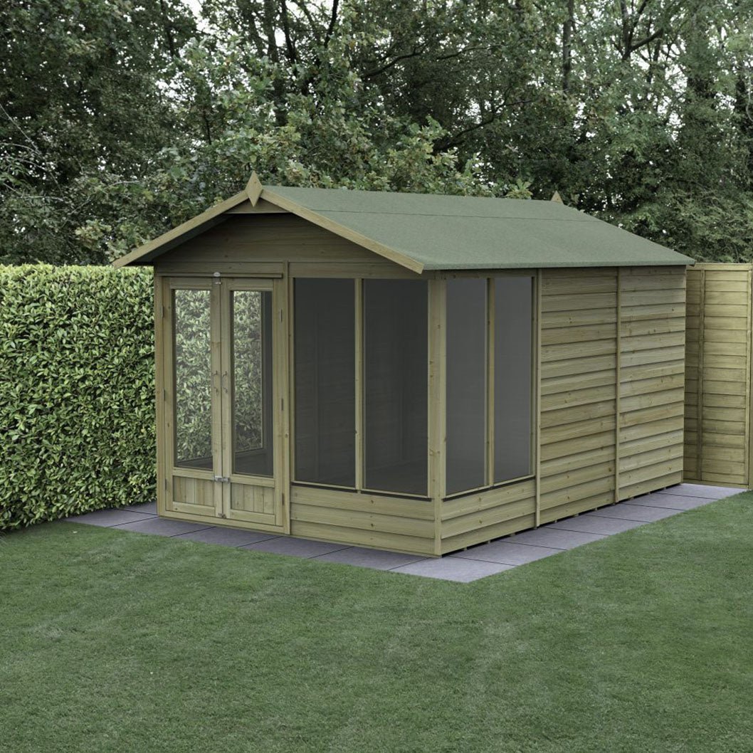 Forest 4LIFE Apex Summerhouse 8×12 – Double Door – 6 Window - JJ Building Materials