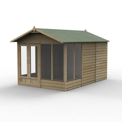 Forest 4LIFE Apex Summerhouse 8×12 – Double Door – 6 Window - JJ Building Materials
