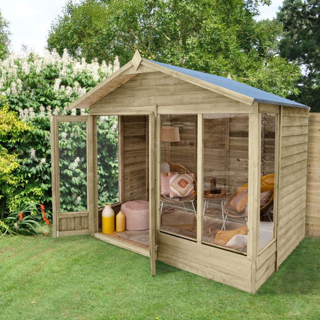 Forest 4LIFE Apex Summerhouse 8×6 – Double Door – 4 Window - JJ Building Materials