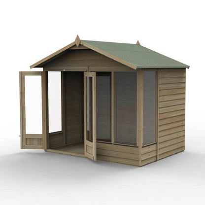 Forest 4LIFE Apex Summerhouse 8×6 – Double Door – 4 Window - JJ Building Materials