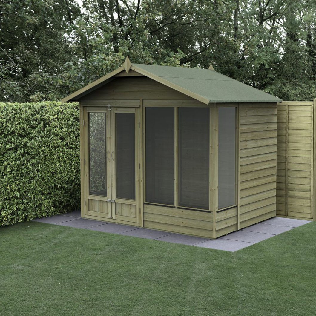 Forest 4LIFE Apex Summerhouse 8×6 – Double Door – 4 Window - JJ Building Materials