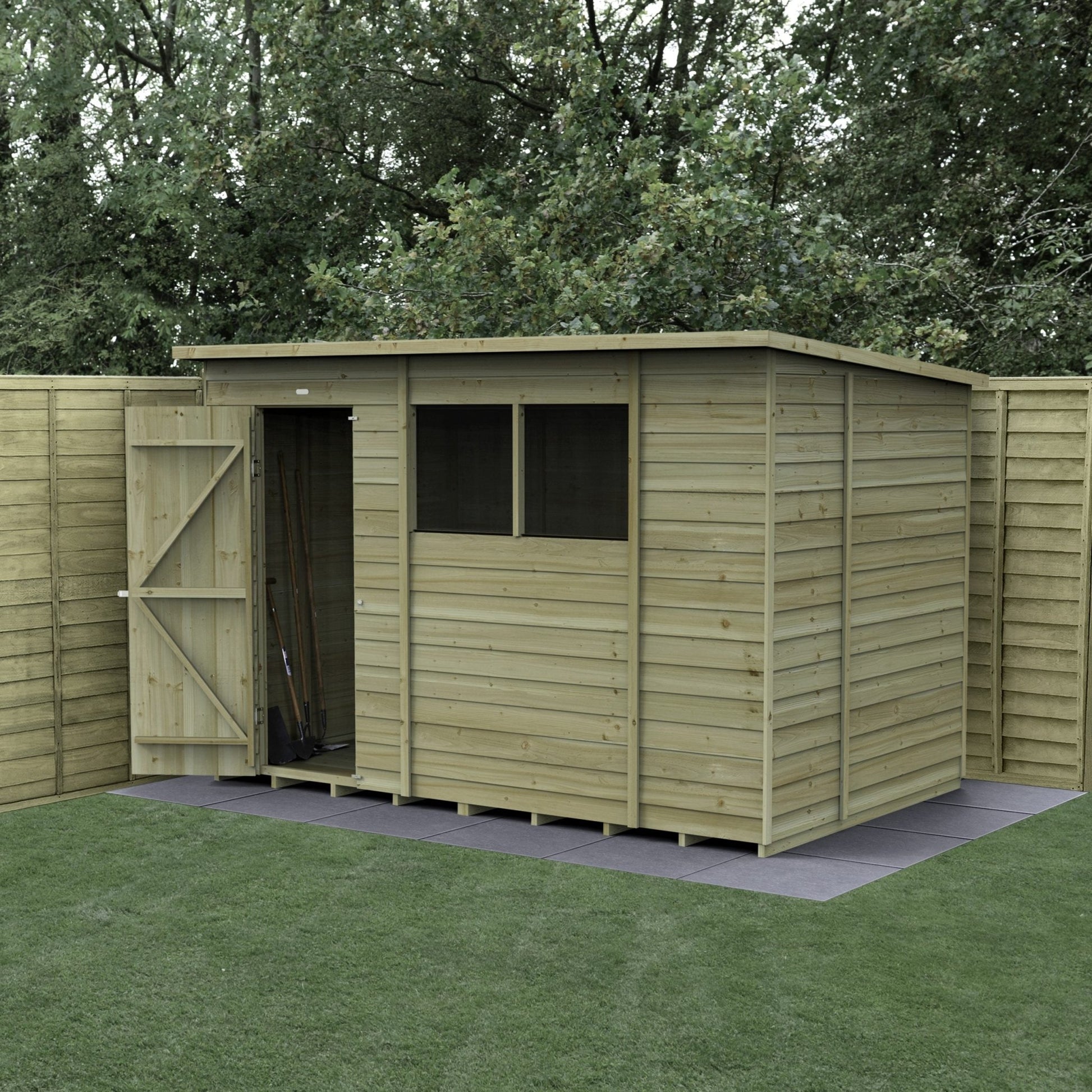 Forest 4LIFE Pent Shed 10x6 - Single Door - 2 Windows - JJ Building Materials
