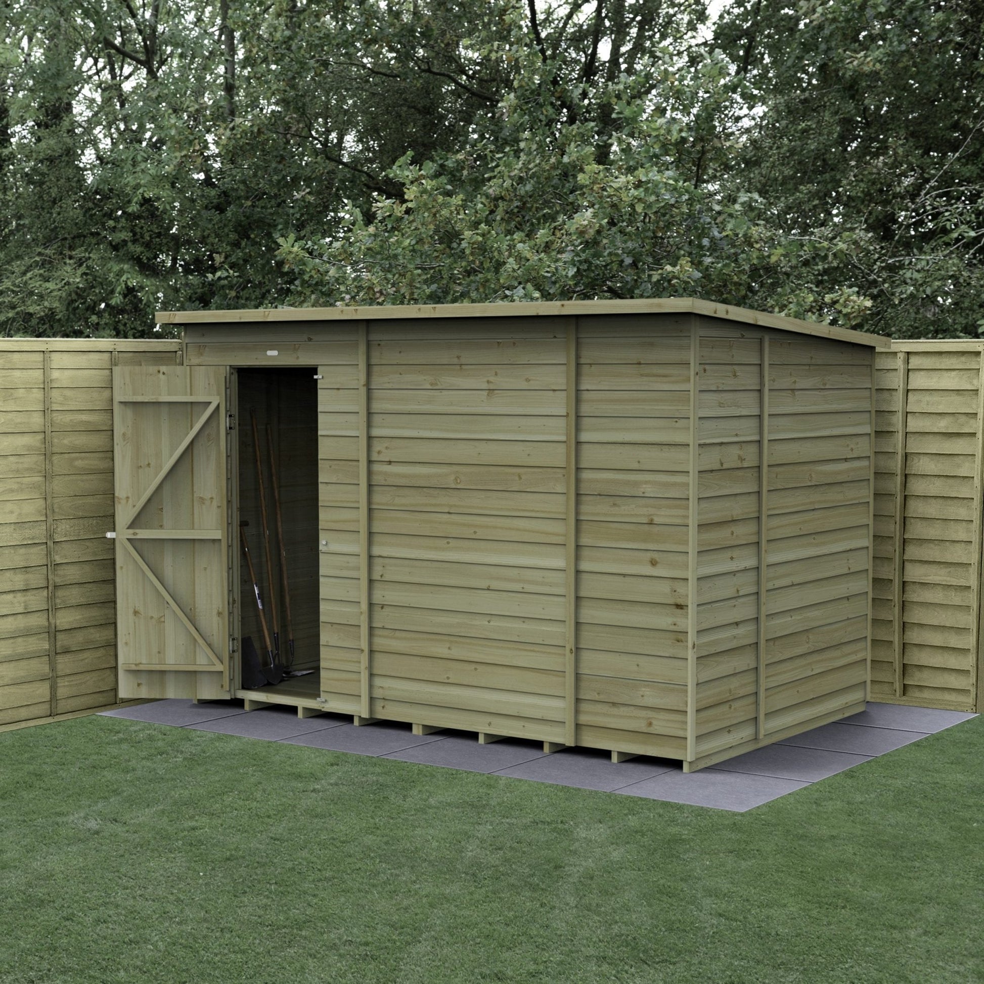 Forest 4LIFE Pent Shed 10x6 - Single Door - No Windows - JJ Building Materials