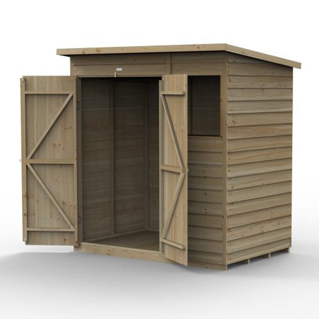 Forest 4LIFE Pent Shed 6x4 - 1 Window - 1 Window - Double Door - JJ Building Materials