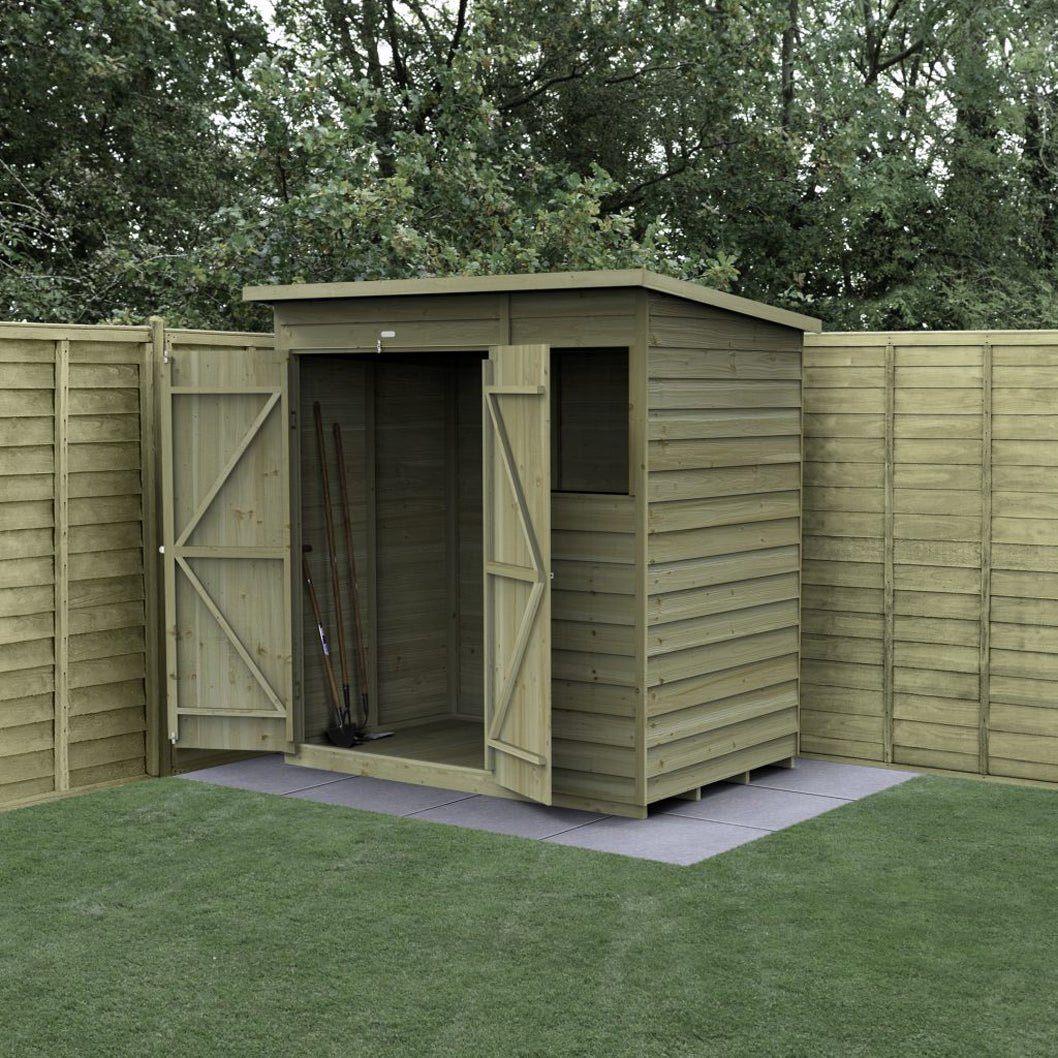 Forest 4LIFE Pent Shed 6x4 - 1 Window - 1 Window - Double Door - JJ Building Materials