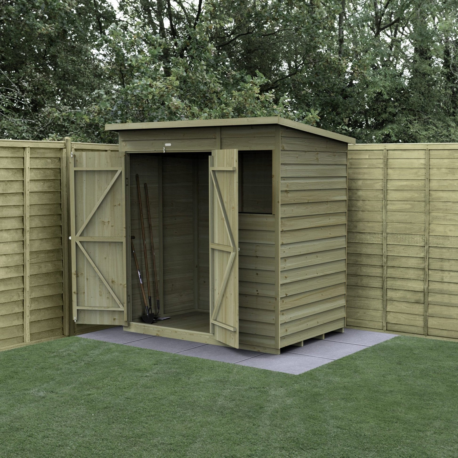 Forest 4LIFE Pent Shed 6x4 - 1 Window - 1 Window - Double Door - JJ Building Materials