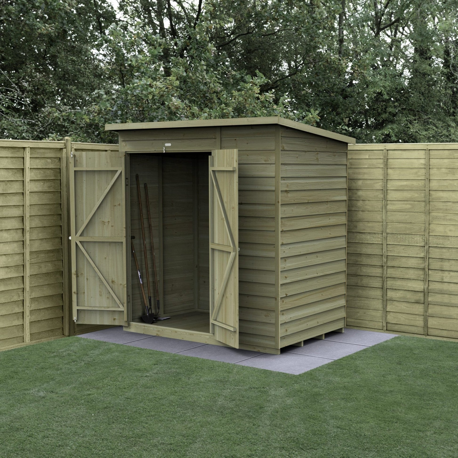 Forest 4LIFE Pent Shed 6x4 - No Windows - Double Door - JJ Building Materials