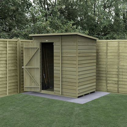Forest 4LIFE Pent Shed 6x4 - Single Door - No Windows - JJ Building Materials