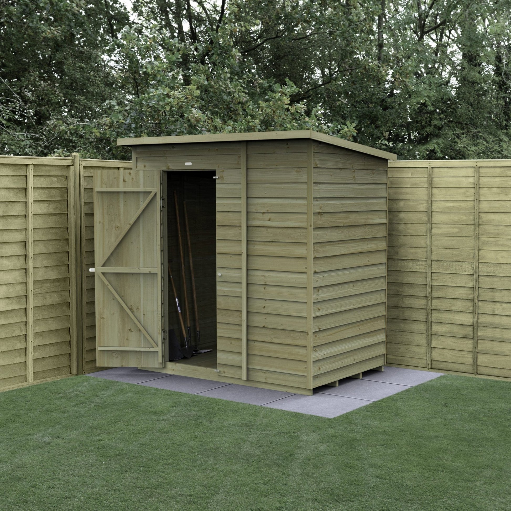 Forest 4LIFE Pent Shed 6x4 - Single Door - No Windows - JJ Building Materials