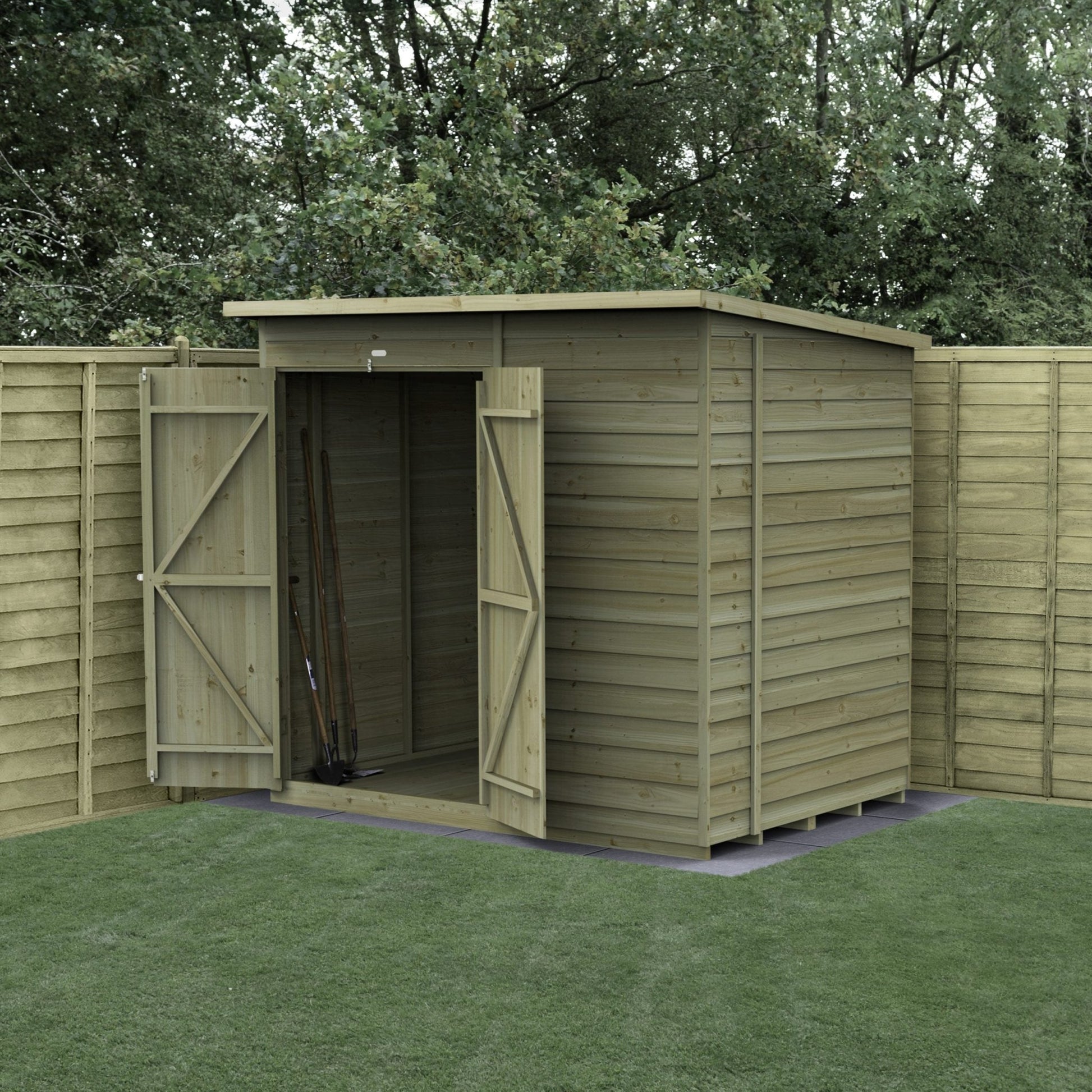 Forest 4LIFE Pent Shed 7x5 - No Windows - Double Door - JJ Building Materials