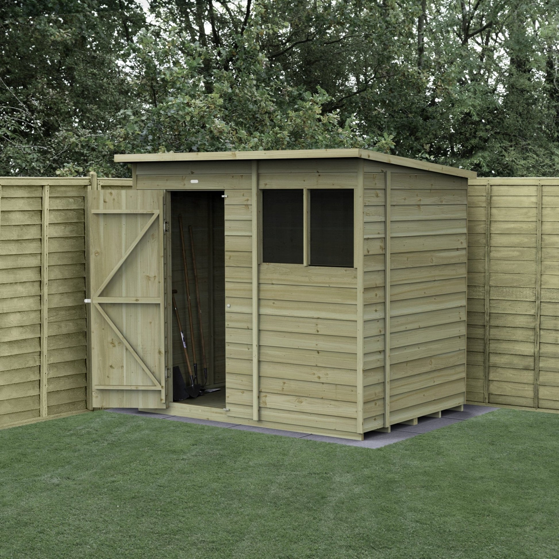 Forest 4LIFE Pent Shed 7x5 - Single Door - 2 Windows - JJ Building Materials