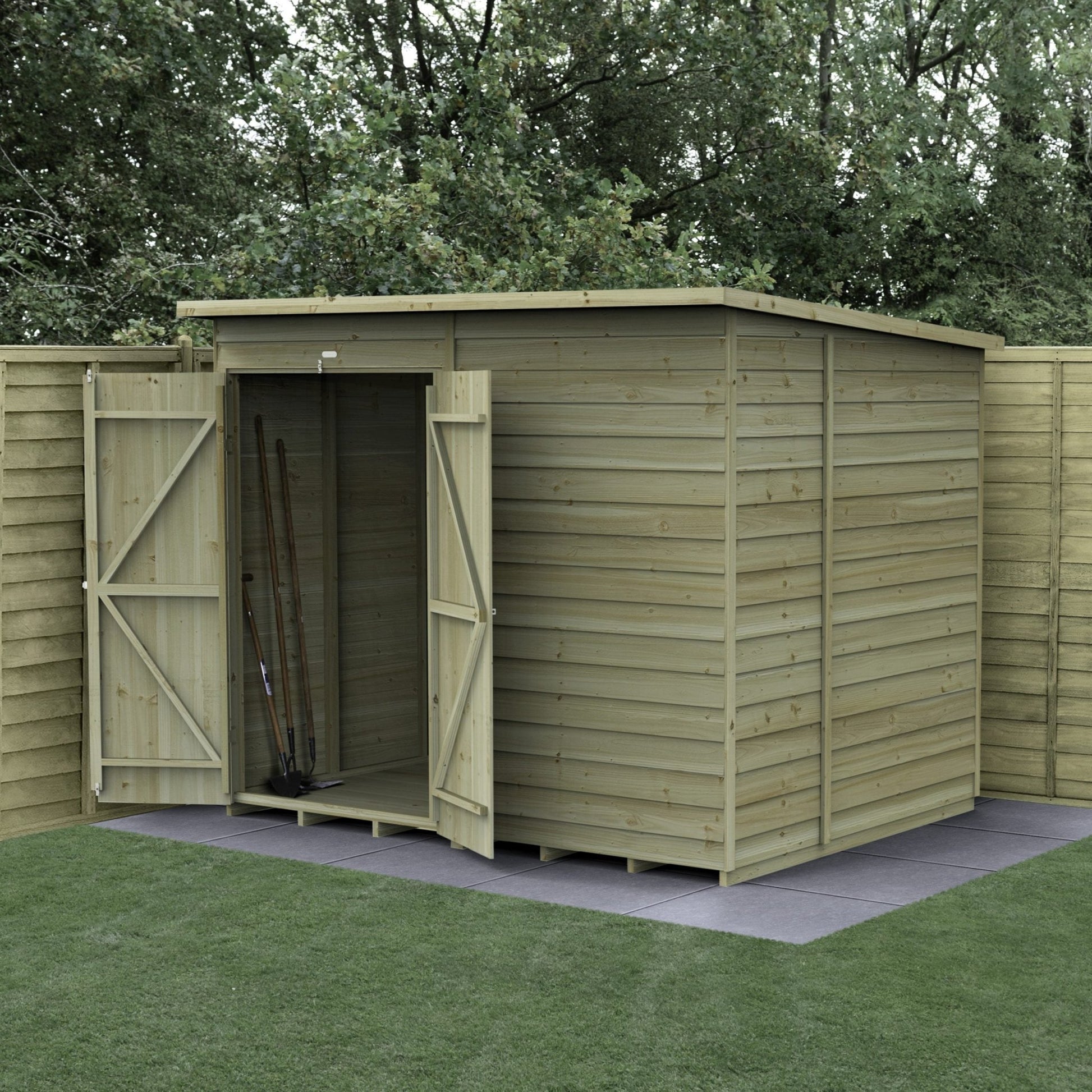 Forest 4LIFE Pent Shed 8x6 - No Windows - Double Door - JJ Building Materials