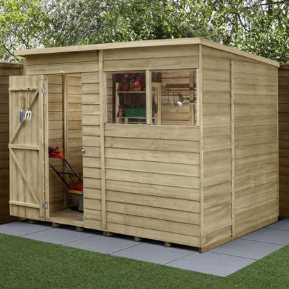 Forest 4LIFE Pent Shed 8x6 - Single Door - 2 Windows - JJ Building Materials