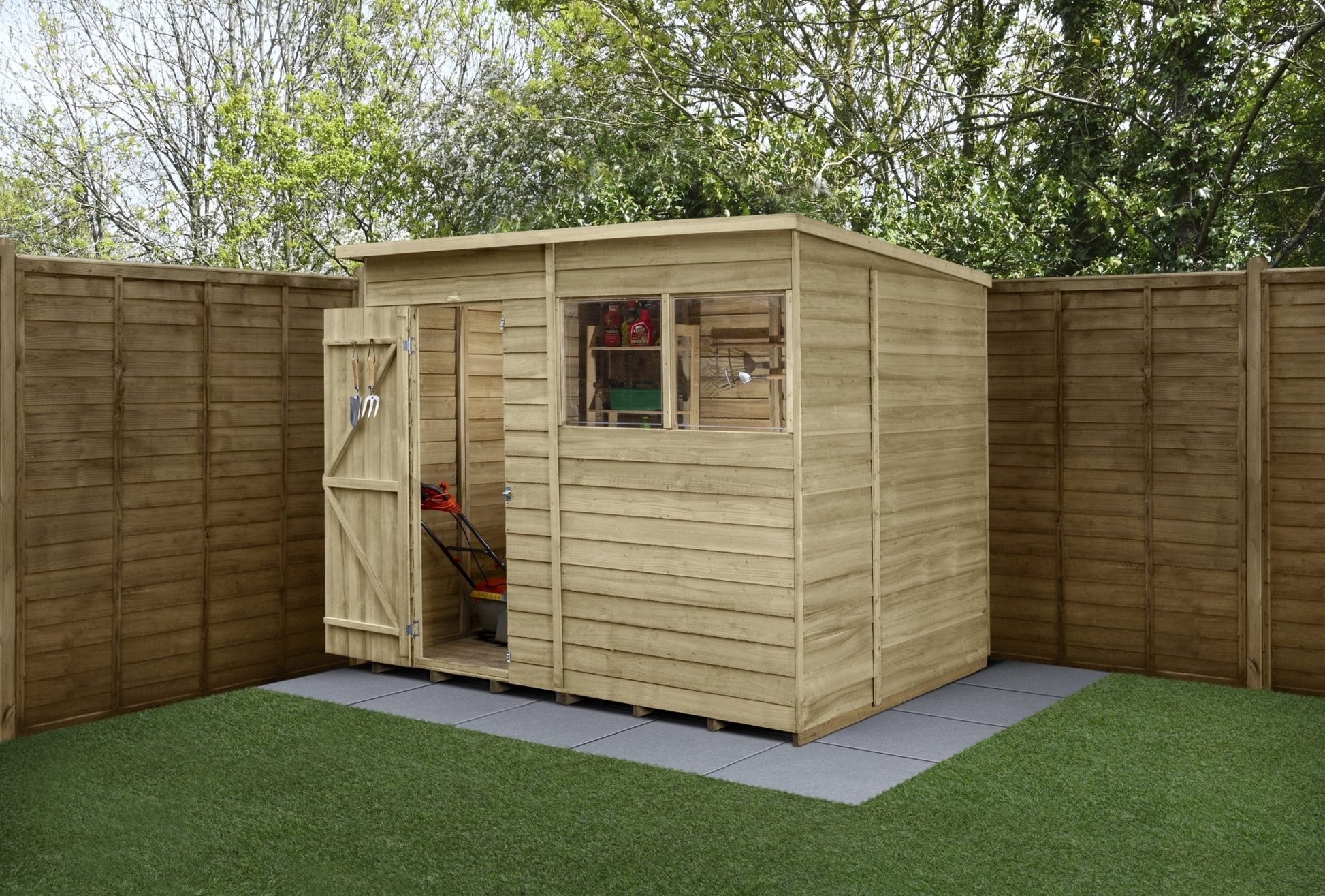 Forest 4LIFE Pent Shed 8x6 - Single Door - 2 Windows - JJ Building Materials