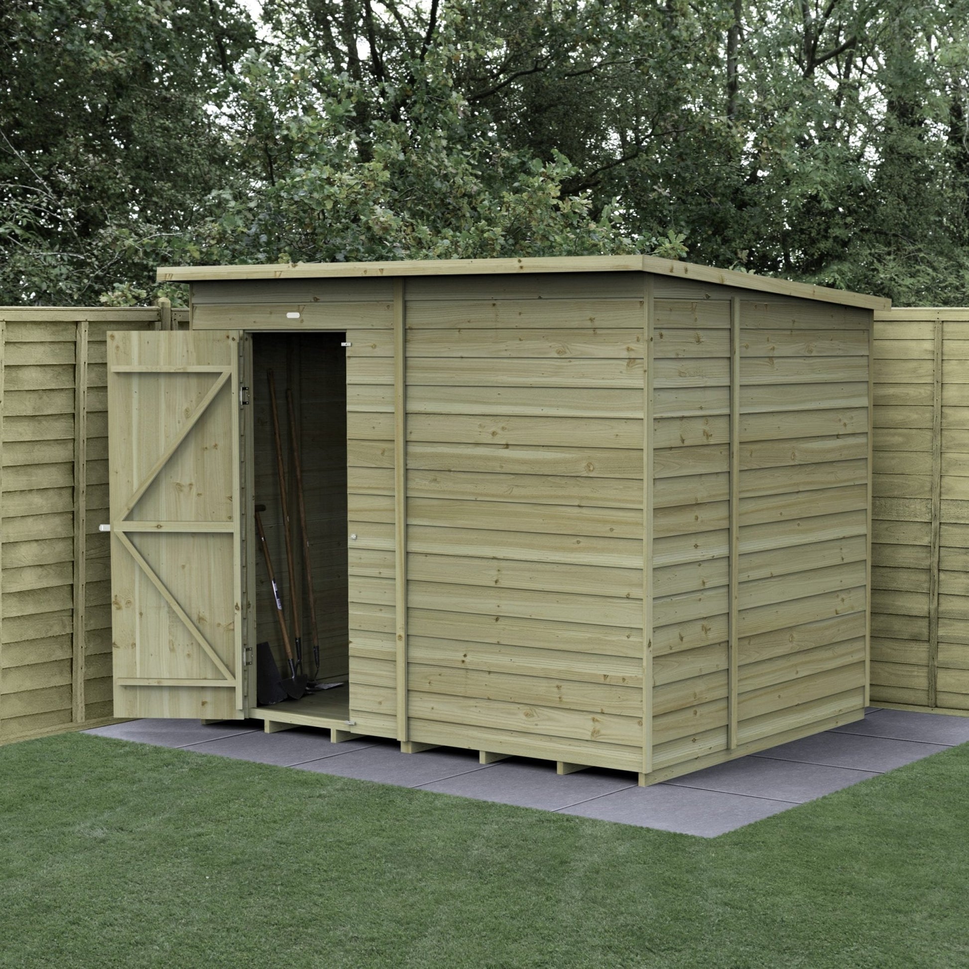 Forest 4LIFE Pent Shed 8x6 - Single Door - No Windows - JJ Building Materials
