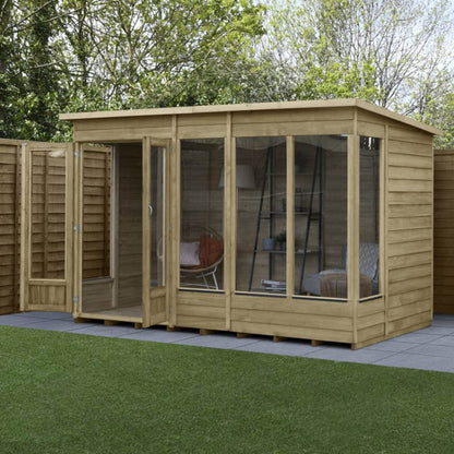 Forest 4LIFE Pent Summerhouse 10×6 – Double Door – 5 Window - JJ Building Materials