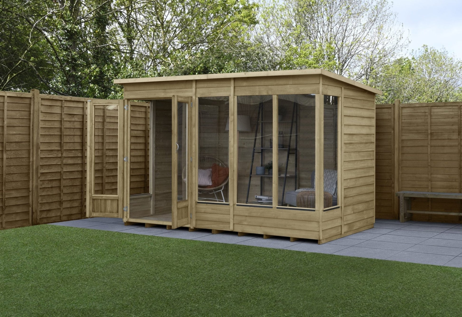 Forest 4LIFE Pent Summerhouse 10×6 – Double Door – 5 Window - JJ Building Materials