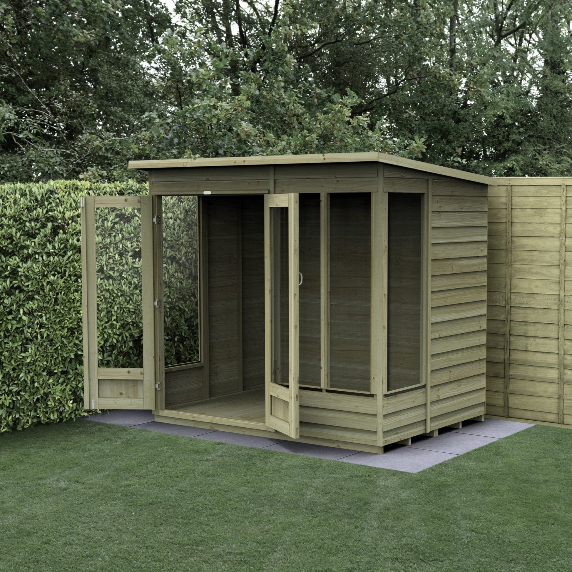 Forest 4LIFE Pent Summerhouse 7×5 – Double Door – 4 Window - JJ Building Materials