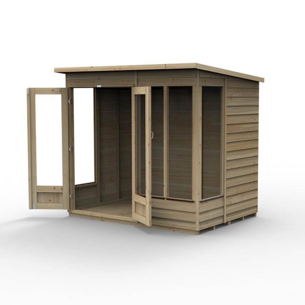 Forest 4LIFE Pent Summerhouse 7×5 – Double Door – 4 Window - JJ Building Materials