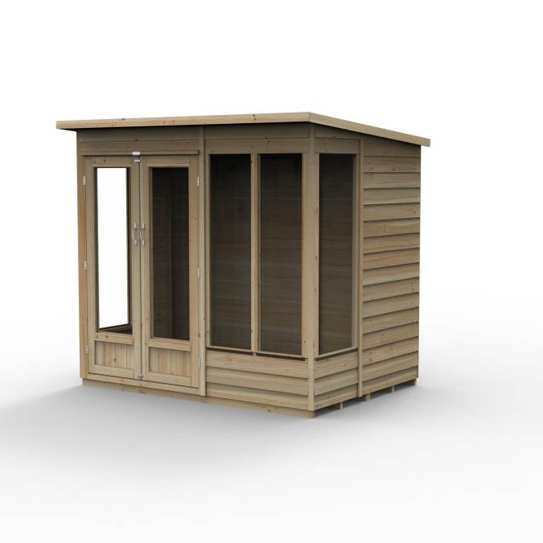 Forest 4LIFE Pent Summerhouse 7×5 – Double Door – 4 Window - JJ Building Materials