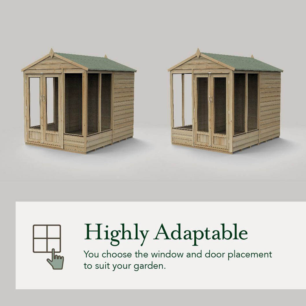 Forest 4LIFE Pent Summerhouse 7×5 – Double Door – 4 Window - JJ Building Materials