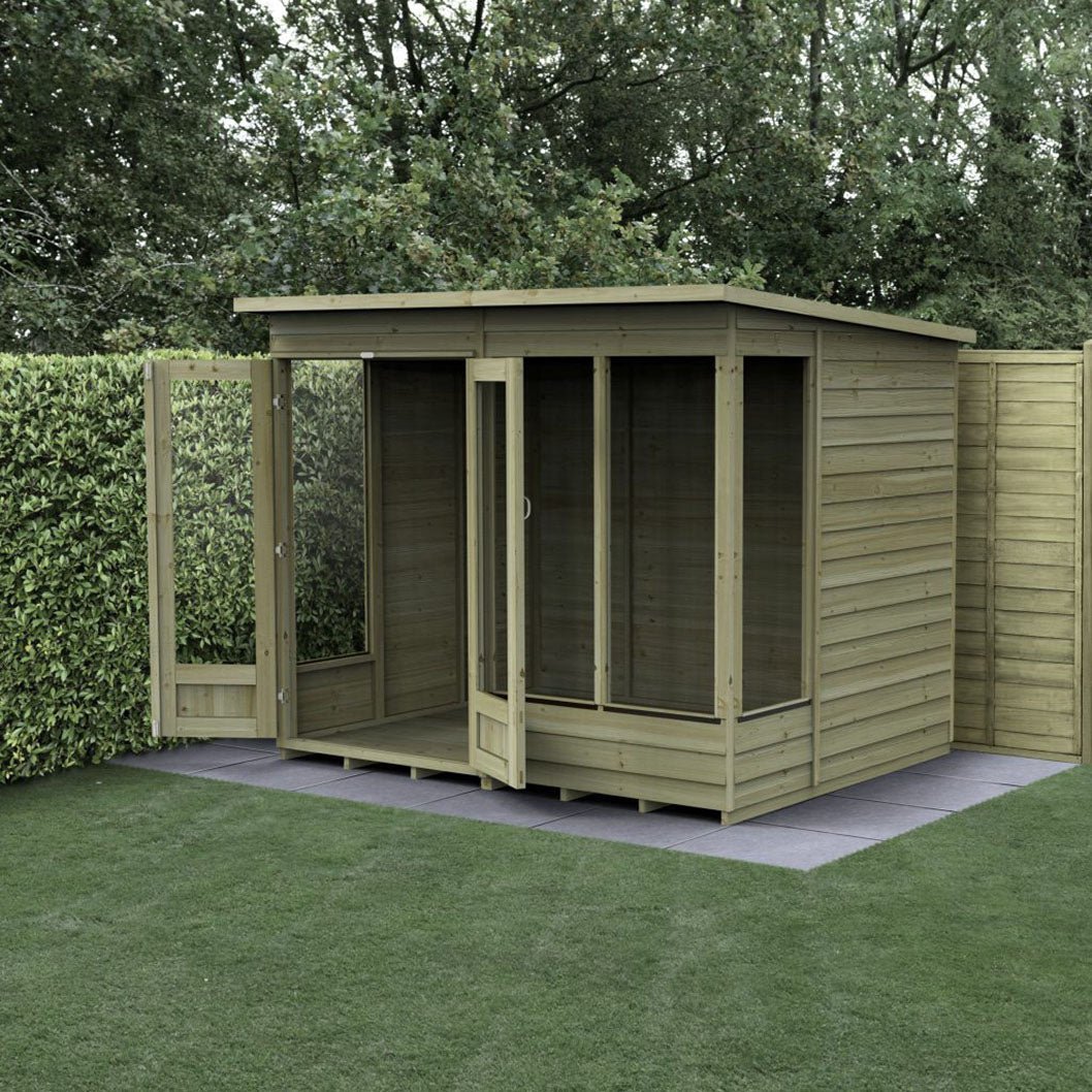Forest 4LIFE Pent Summerhouse 8×6 – Double Door – 4 Window - JJ Building Materials