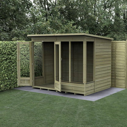 Forest 4LIFE Pent Summerhouse 8×6 – Double Door – 4 Window - JJ Building Materials