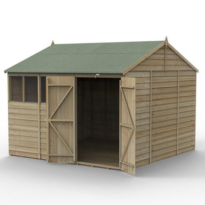 Forest 4LIFE Reverse Apex Shed 10x10 - Double Door - 4 Windows - JJ Building Materials