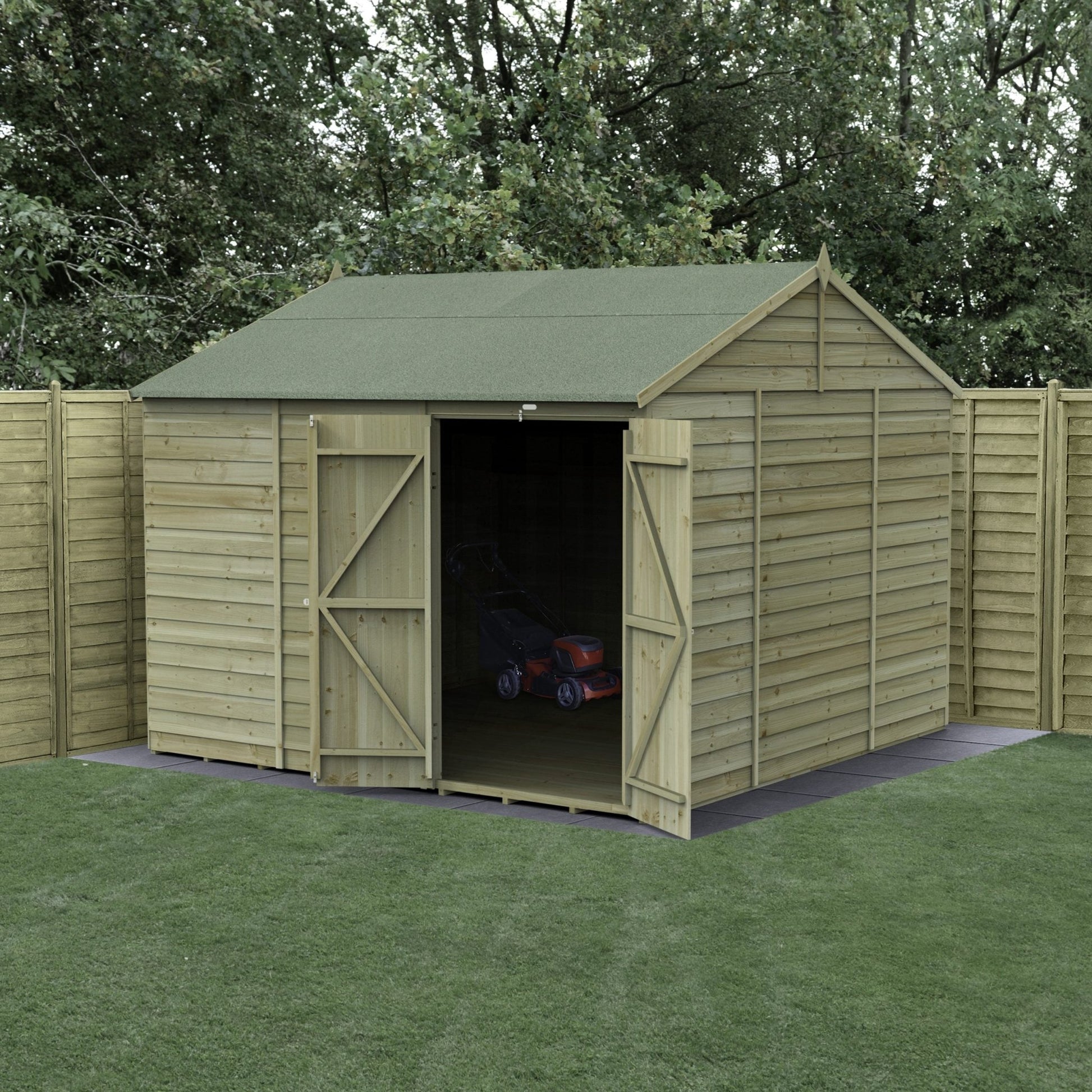 Forest 4LIFE Reverse Apex Shed 10x10 - Double Door - No Windows - JJ Building Materials
