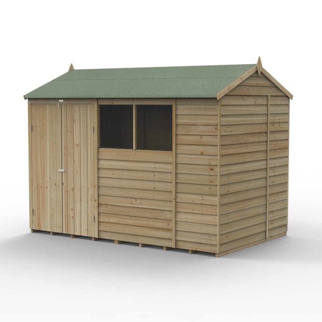 Forest 4LIFE Reverse Apex Shed 10x6 - Double Door - 4 Windows - JJ Building Materials