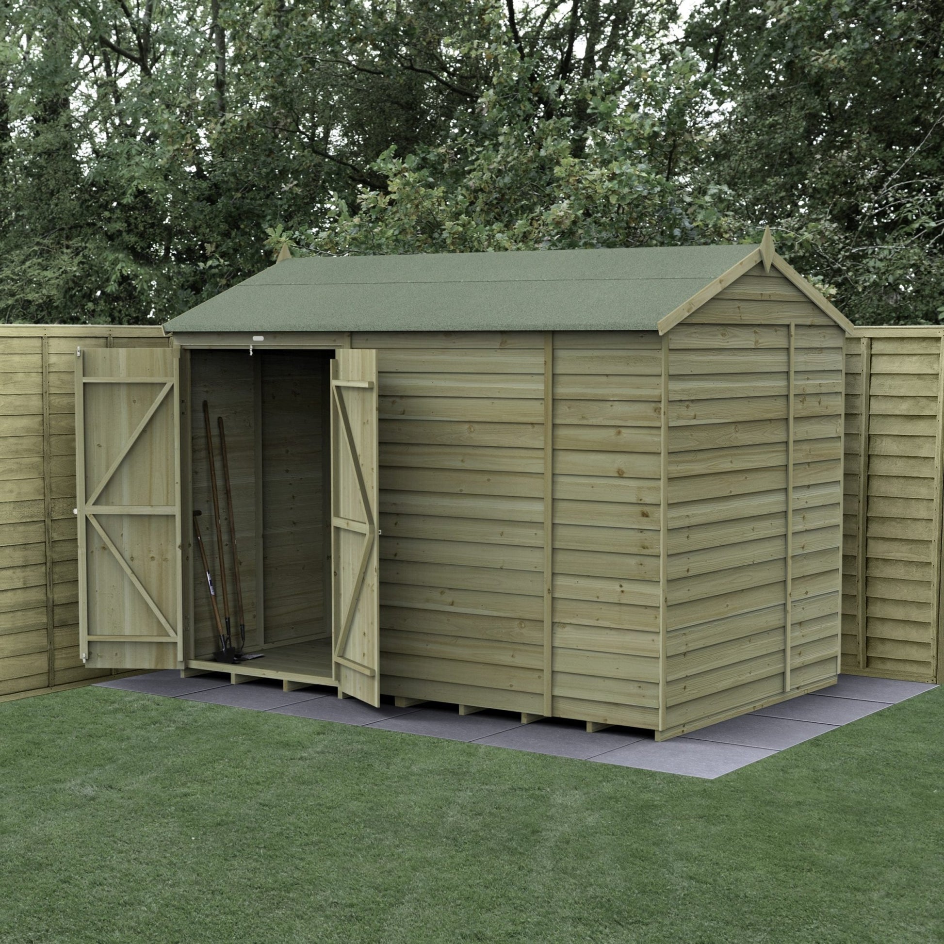 Forest 4LIFE Reverse Apex Shed 10x6 - Double Door - No Windows - JJ Building Materials