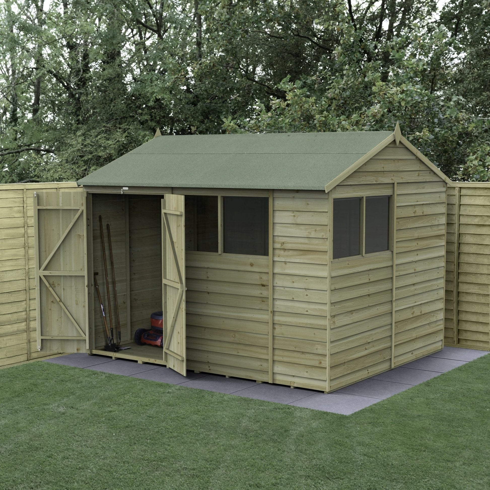 Forest 4LIFE Reverse Apex Shed 10x8 - Double Door - 4 Windows - JJ Building Materials