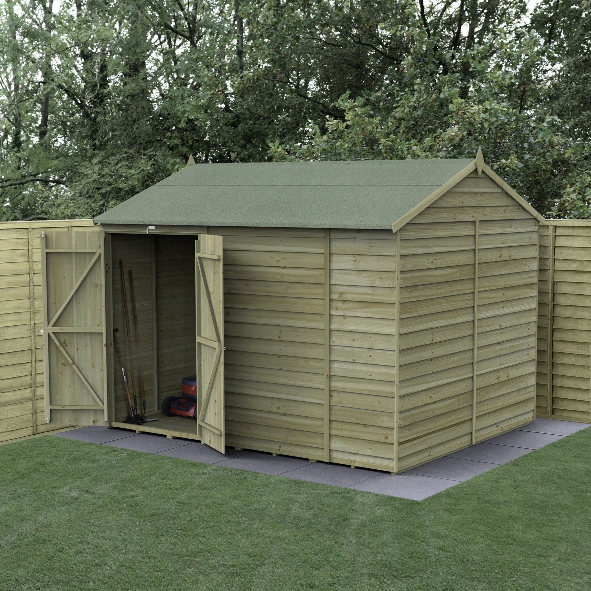 Forest 4LIFE Reverse Apex Shed 10x8 - Double Door - No Windows - JJ Building Materials