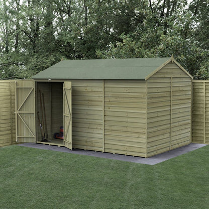 Forest 4LIFE Reverse Apex Shed 12x8 - Double Door - No Windows - JJ Building Materials