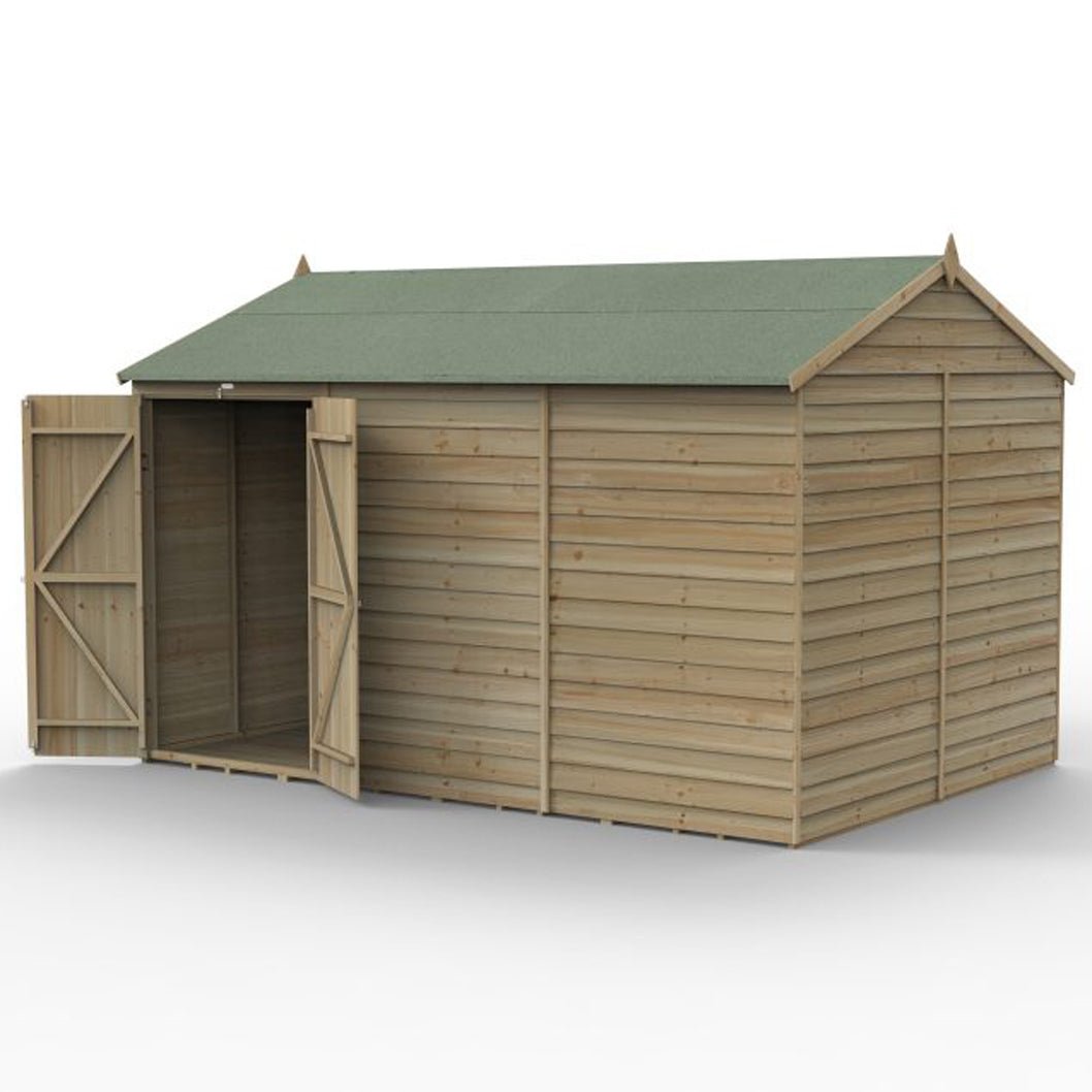 Forest 4LIFE Reverse Apex Shed 12x8 - Double Door - No Windows - JJ Building Materials