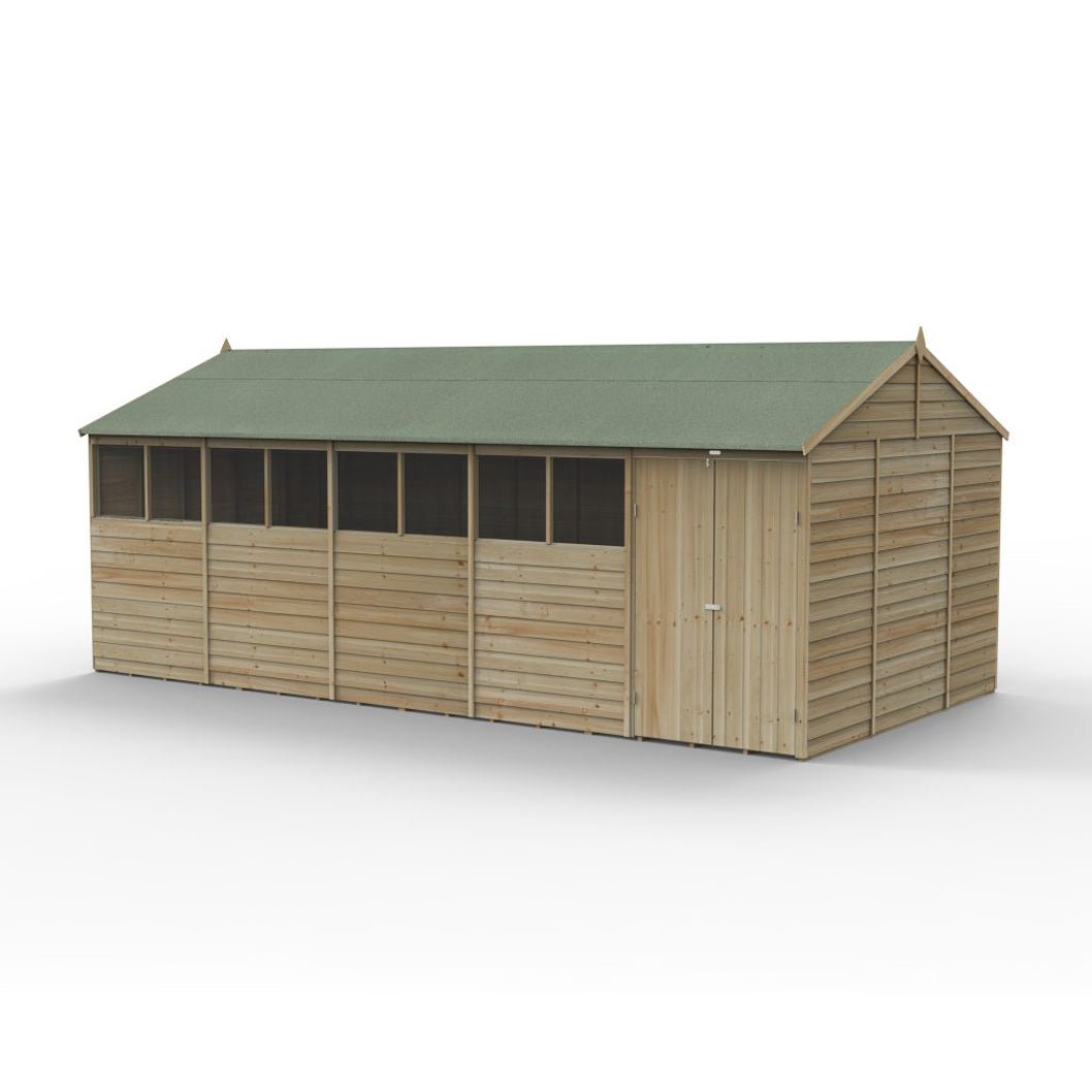 Forest 4LIFE Reverse Apex Shed 20x10 - Double Door - 8 Windows - JJ Building Materials