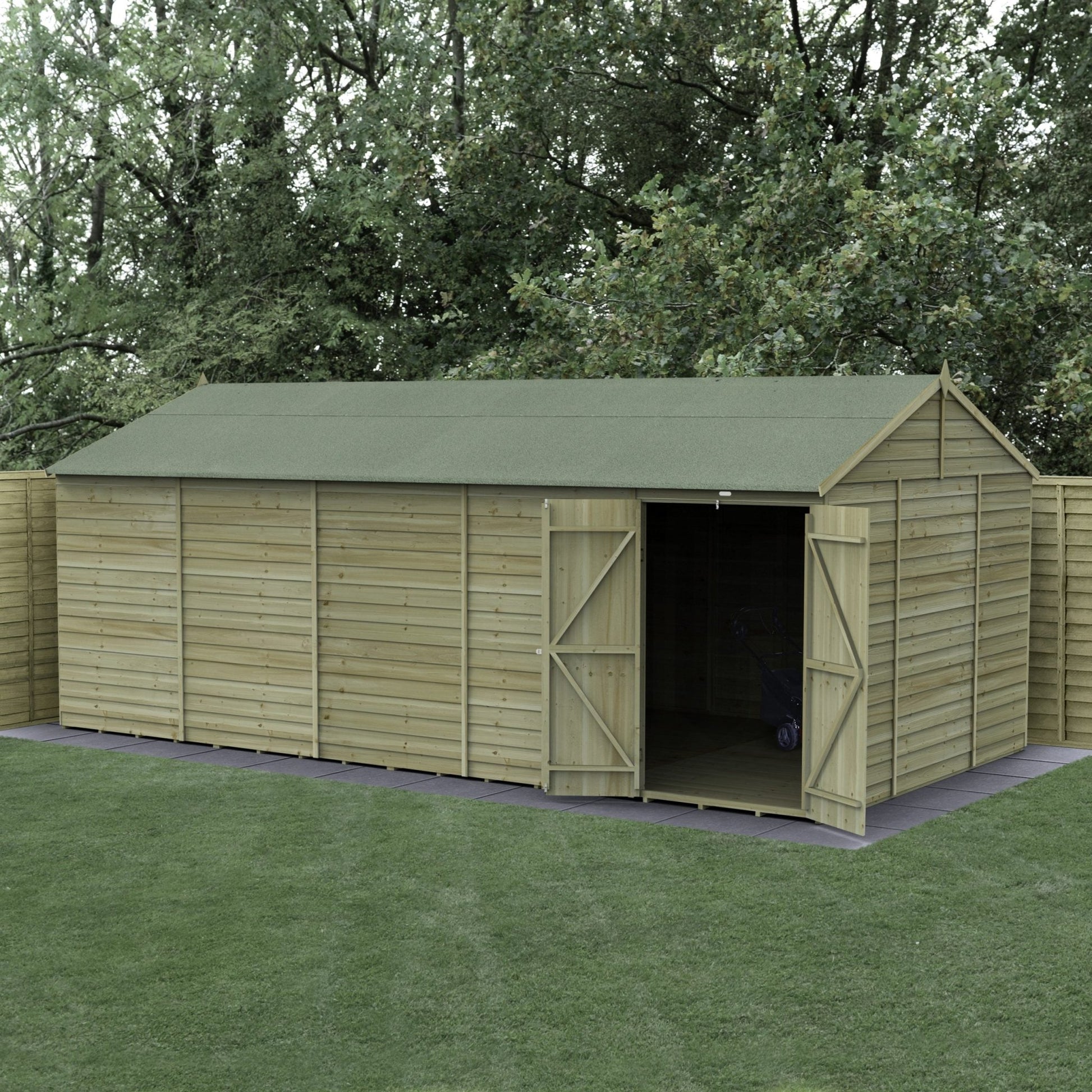 Forest 4LIFE Reverse Apex Shed 20x10 - Double Door - No Windows - JJ Building Materials