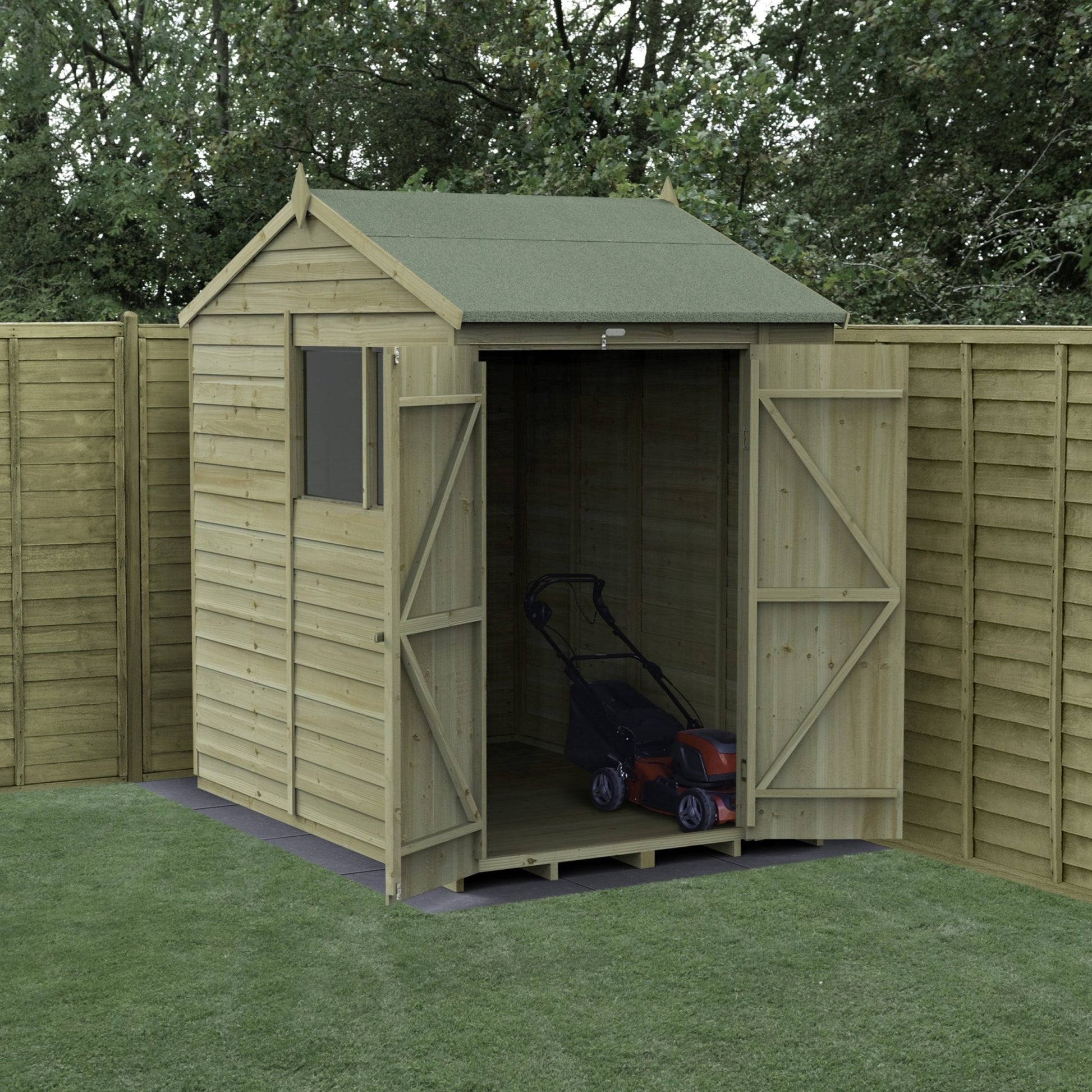 Forest 4LIFE Reverse Apex Shed 5x7 - Double Door - 2 Windows - JJ Building Materials