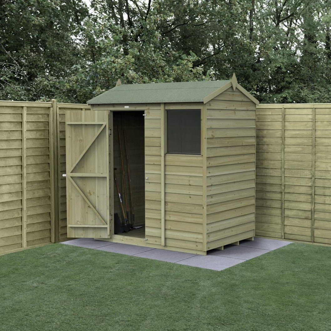 Forest 4LIFE Reverse Apex Shed 6x4 - Single Door - 1 Window - JJ Building Materials