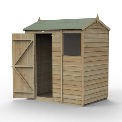 Forest 4LIFE Reverse Apex Shed 6x4 - Single Door - 1 Window - JJ Building Materials
