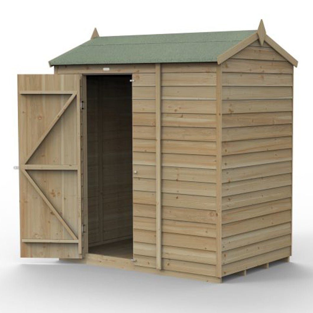 Forest 4LIFE Reverse Apex Shed 6x4 - Single Door - No Windows - JJ Building Materials