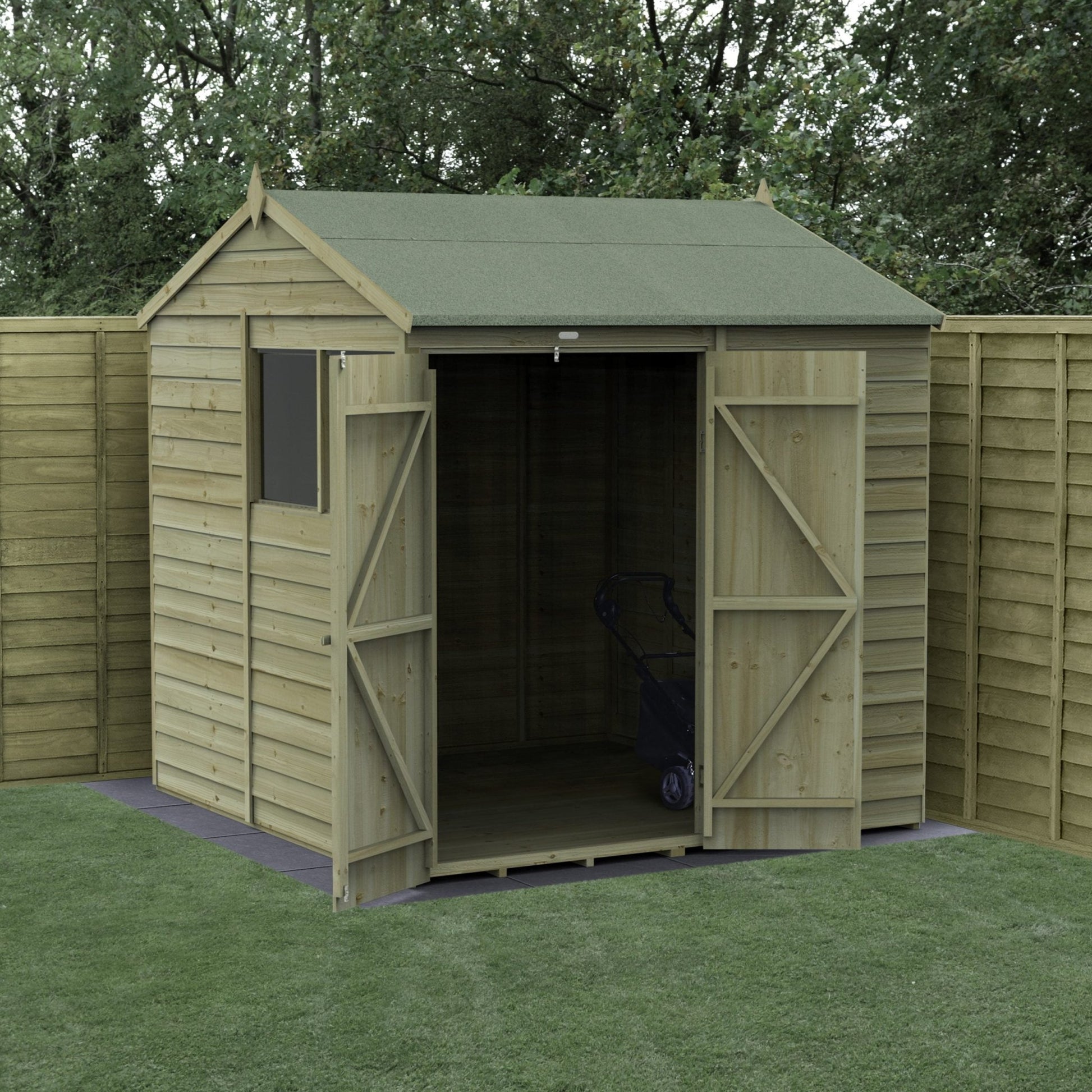 Forest 4LIFE Reverse Apex Shed 7x7 - Double Door - 2 Windows - JJ Building Materials