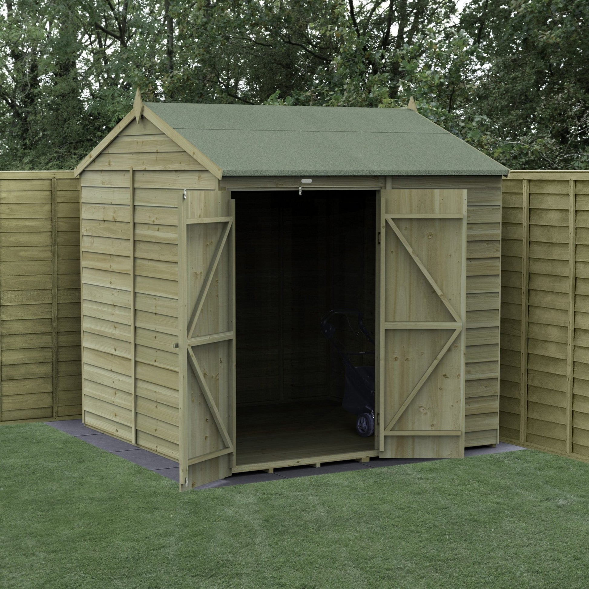 Forest 4LIFE Reverse Apex Shed 7x7 - Double Door - No Windows - JJ Building Materials