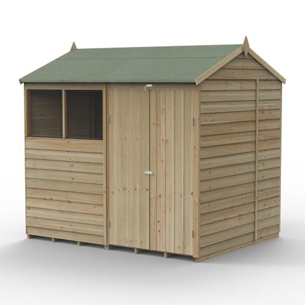 Forest 4LIFE Reverse Apex Shed 8x6 - Double Door - 2 Windows - JJ Building Materials