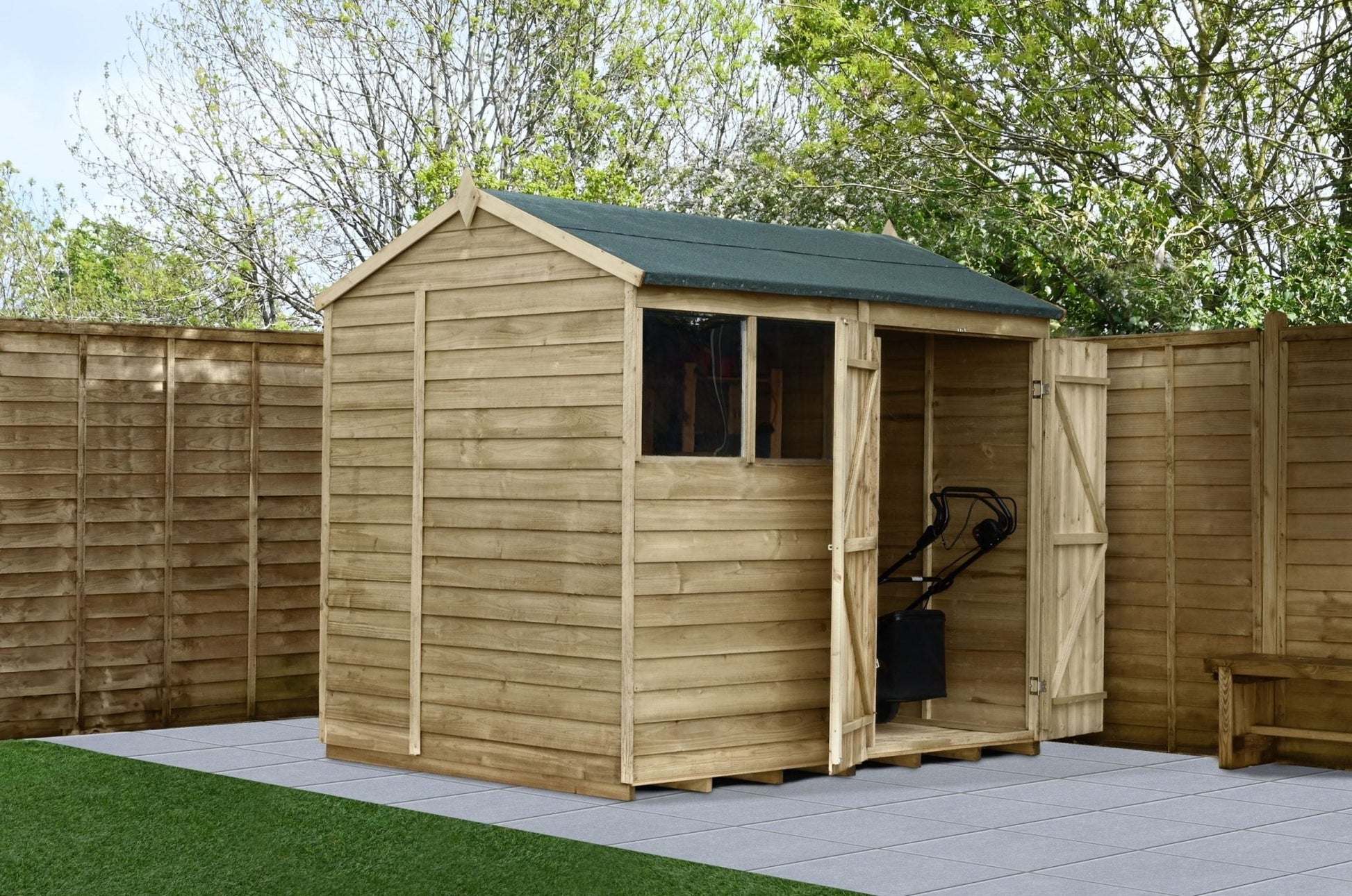 Forest 4LIFE Reverse Apex Shed 8x6 - Double Door - 2 Windows - JJ Building Materials
