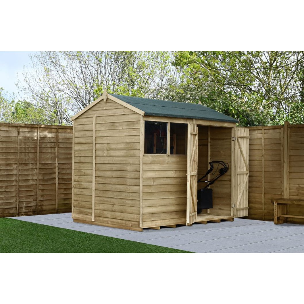 Forest 4LIFE Reverse Apex Shed 8x6 - Double Door - 2 Windows - JJ Building Materials