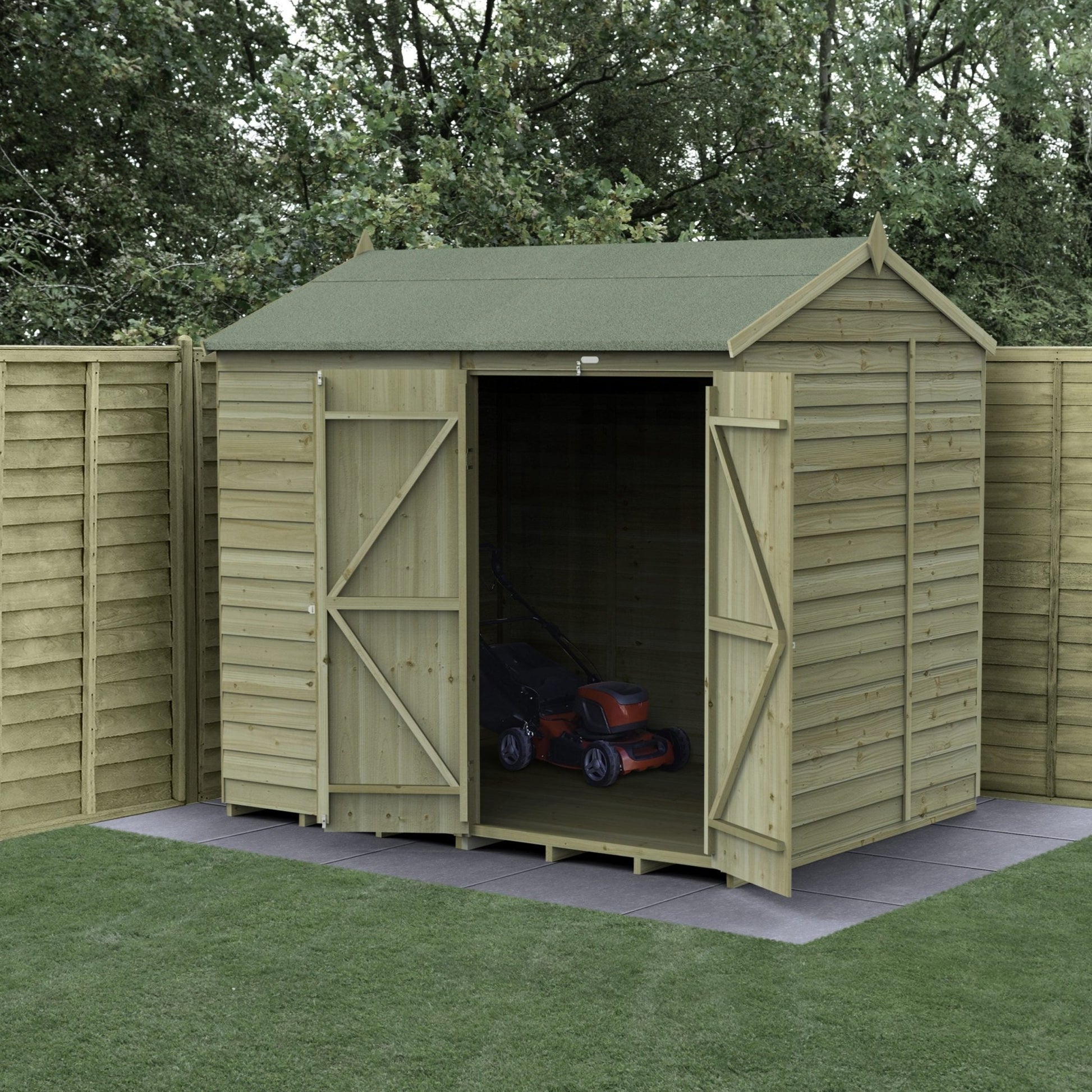 Forest 4LIFE Reverse Apex Shed 8x6 - Double Door - No Windows - JJ Building Materials